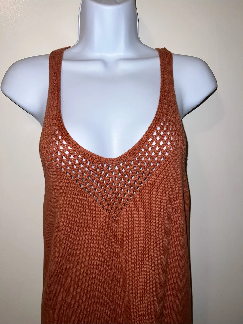 Free People Rust Open-Knit Tank Dress